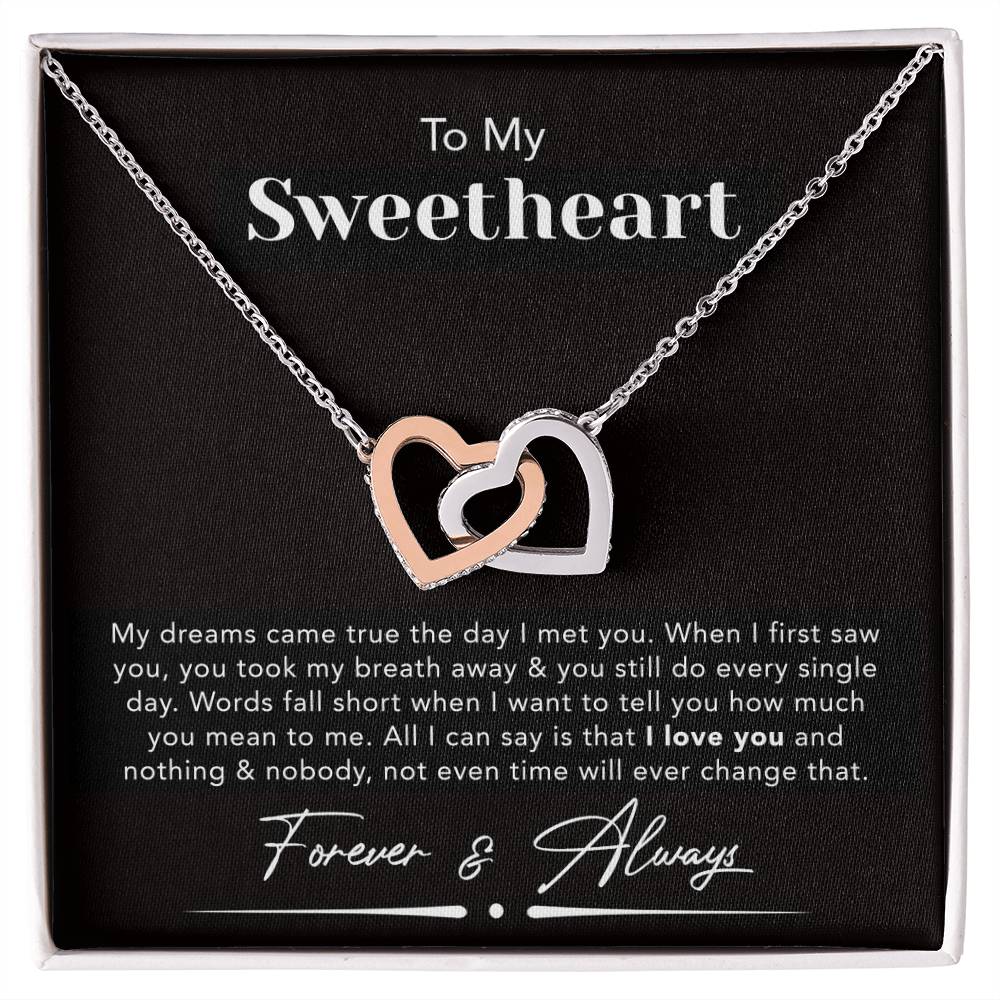 To My Sweetheart Two Hearts Necklace Interlocking Hearts Necklace