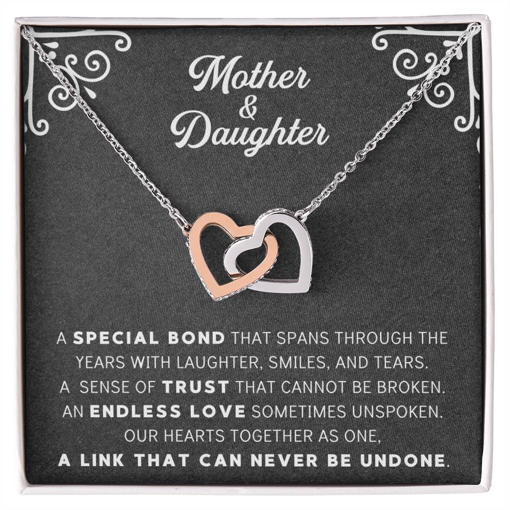 Linked Double Heart Necklace For Mother Daughter Gift Minimalist Jewelry Gift For Daughter Mothers Day Sentimental Jewelry Gift For Mom Interlocking Hearts Necklace