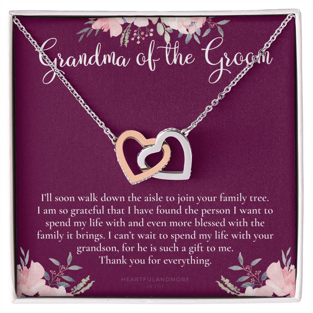Grandmother Of The Groom Gift Necklace Grandma Wedding Gift Nana Bridal Shower Rehearsal Dinner Thank You Gift Interlocking Hearts Necklace