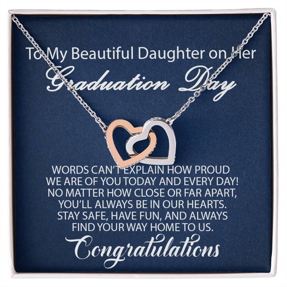 To My Daughter - Graduation Proud Interlocking Hearts Necklace