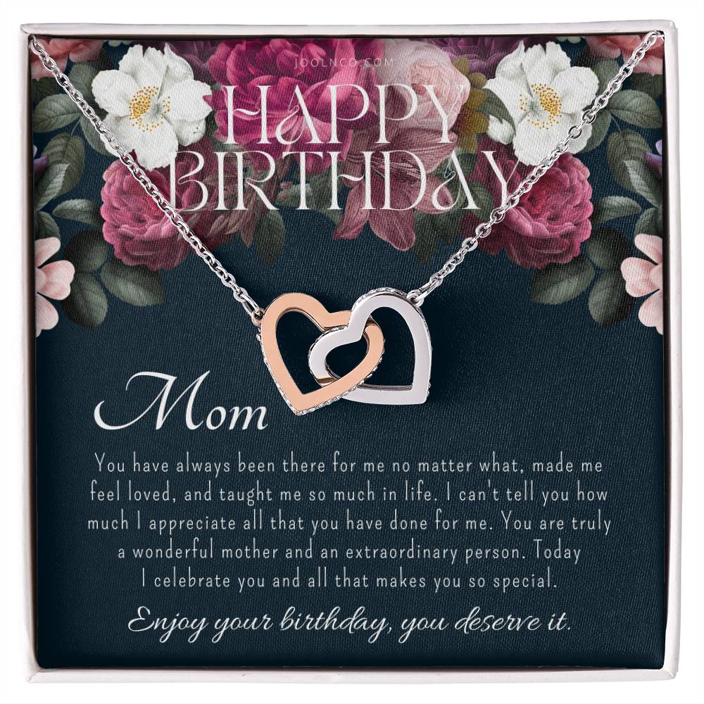 Mother&#39;S Birthday Gift Necklace For Mom&#39;S Birthday Elegant Gift For Mom From Daughter &amp; Son Best Mom Gift Message Card Elegant Gift Interlocking Hearts Necklace