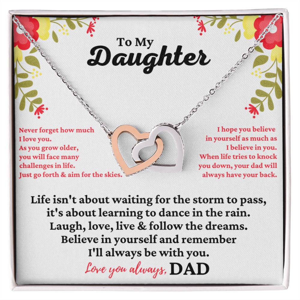 To My Daughter - I'Ll Always Be With You - Necklace Interlocking Hearts Necklace