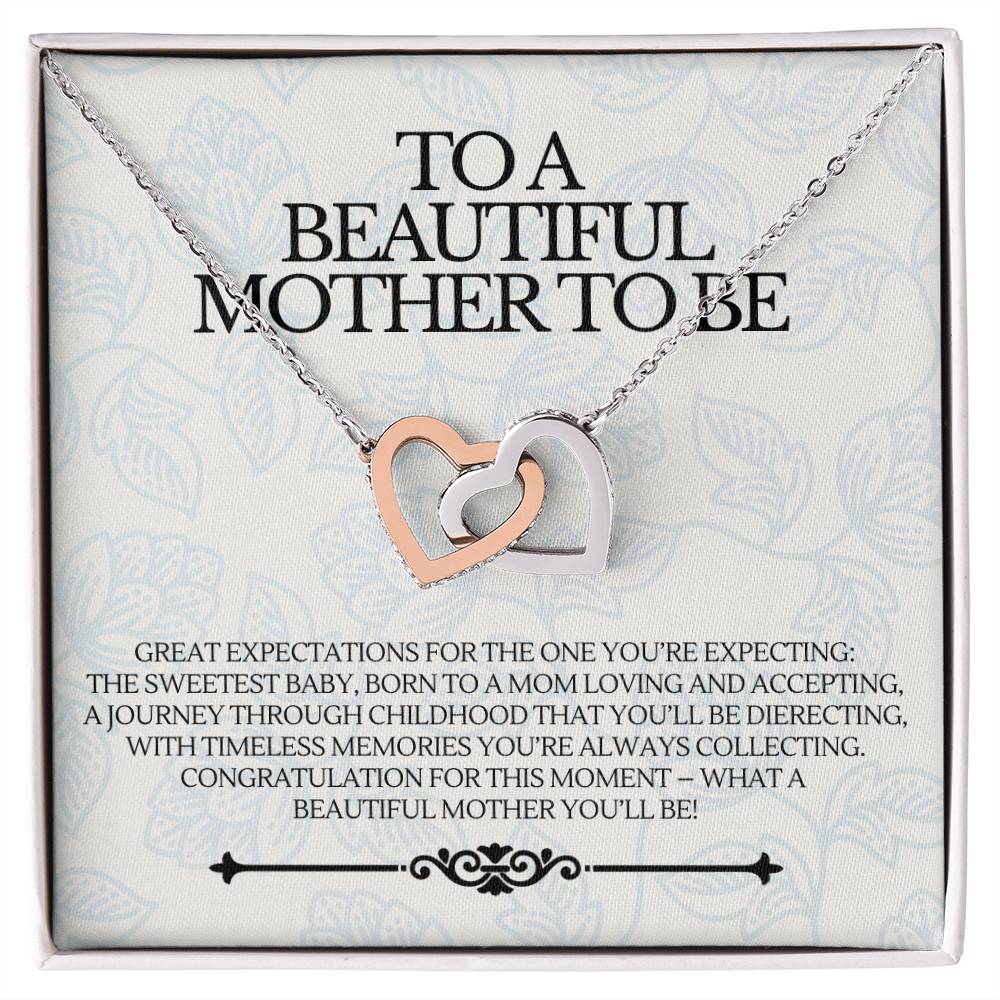 To A Beautiful Mother To Be - Premium Love Necklace - Ge01 Interlocking Hearts Necklace