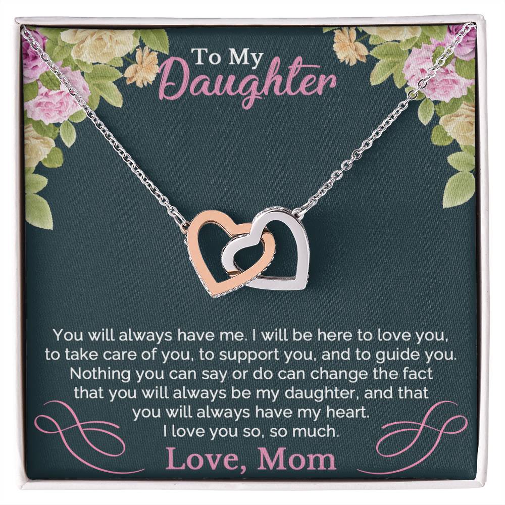 To My Daughter Necklace From Mom Interlocking Hearts Necklace