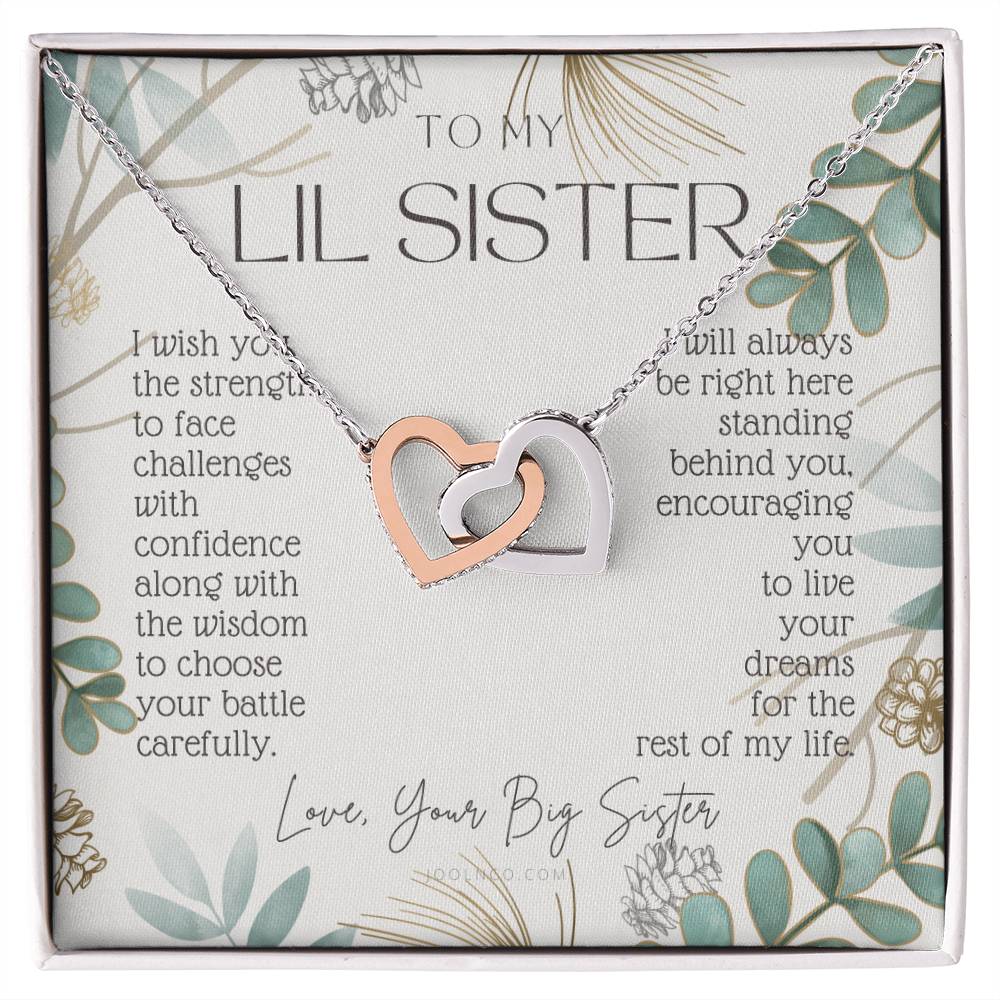 To My Little Sister Live Your Dreams Gift For Little Sister From Big Sister Sister Birthday Graduation Christmas Present Interlocking Hearts Necklace