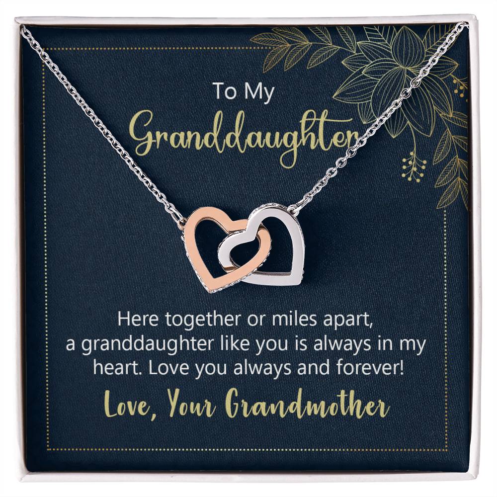 To My Granddaughter Heart Necklace Interlocking Hearts Necklace
