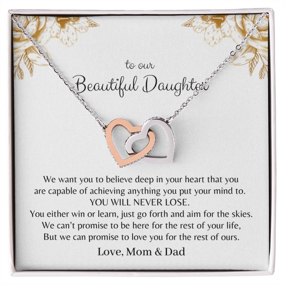 To My Daughter - Premium Interlocking Heart Cube - So2 Interlocking Hearts Necklace