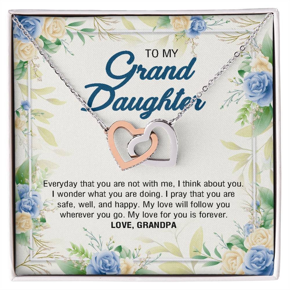To My Granddaughter From Grandpa - My Love For You Is Forever Interlocking Hearts Necklace