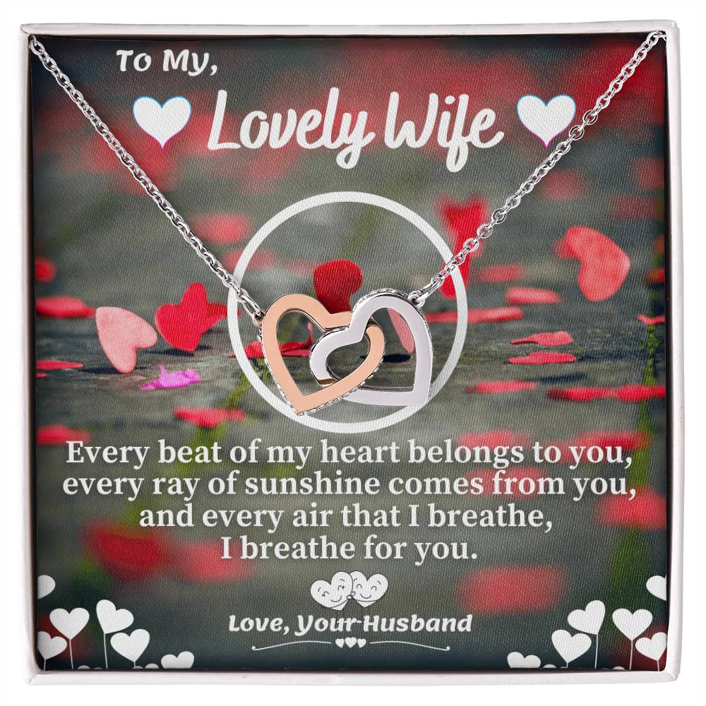 Husband To Wife Necklace Gift With Message Card Interlocking Hearts Necklace