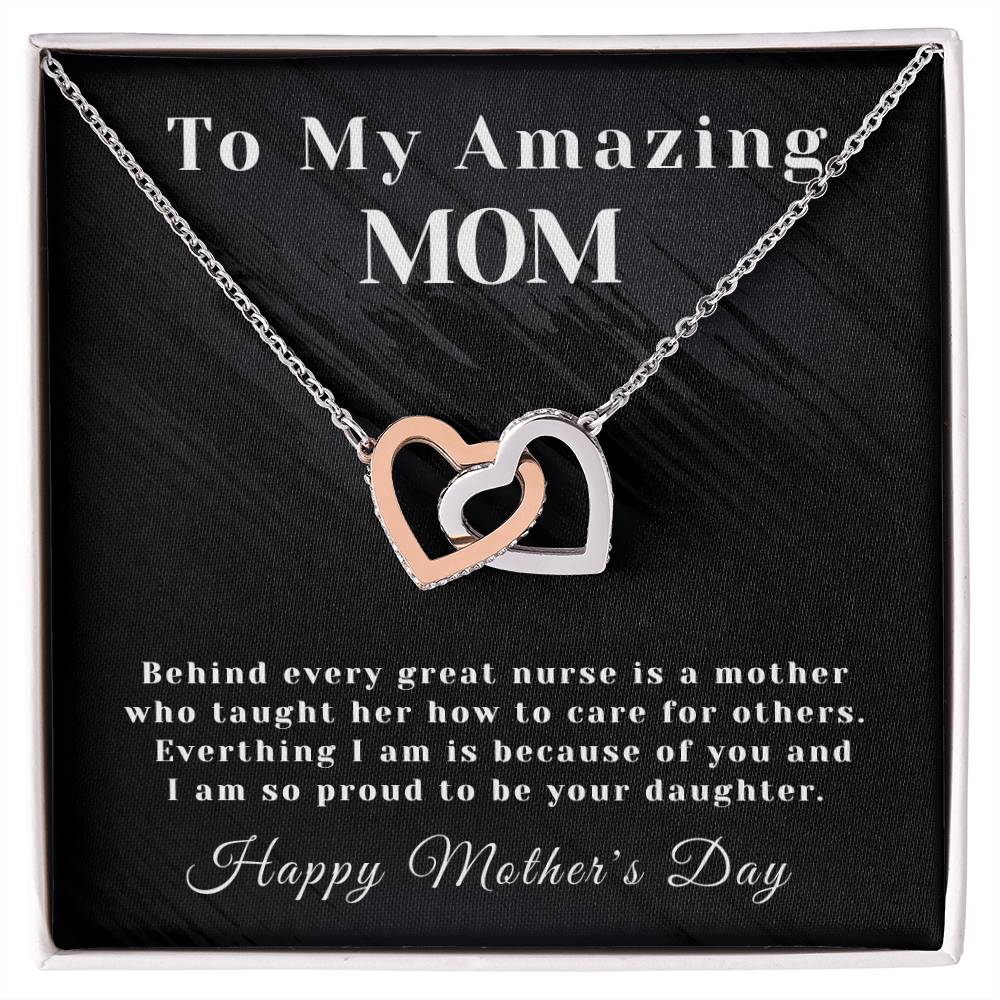 Amazing Mom - Interlocking Hearts - Mother'S Day - Nurse Interlocking Hearts Necklace
