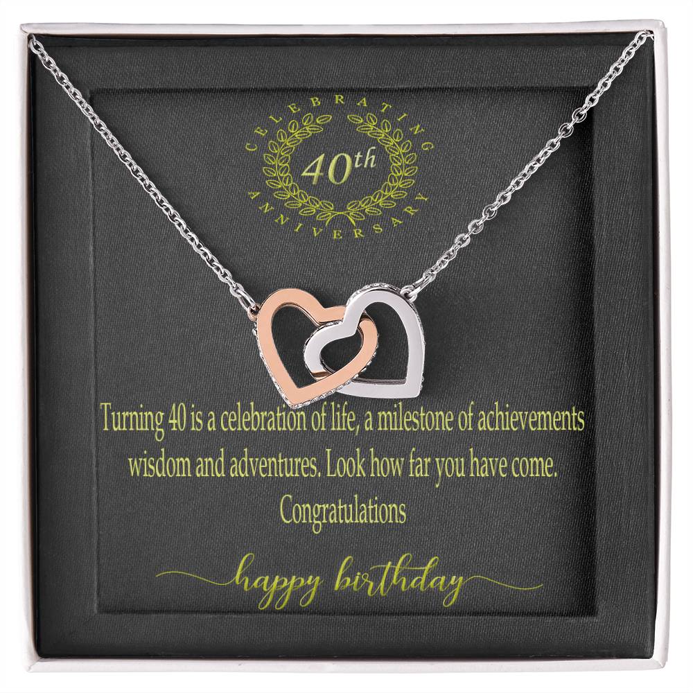 Personalized Gift 40Th Birthday Necklace Interlocking Hearts Necklace