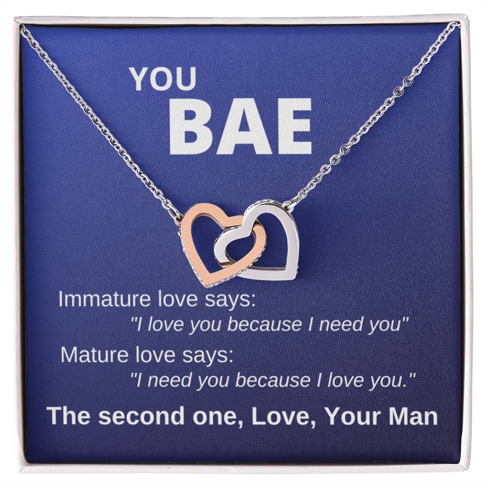 You Bae Linked Hearts Gift To Girlfriend Fiancee Wife Interlocking Hearts Necklace