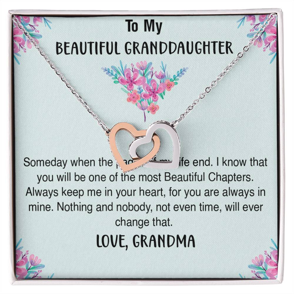 Two Hearts Necklace For Granddaughter Interlocking Hearts Necklace