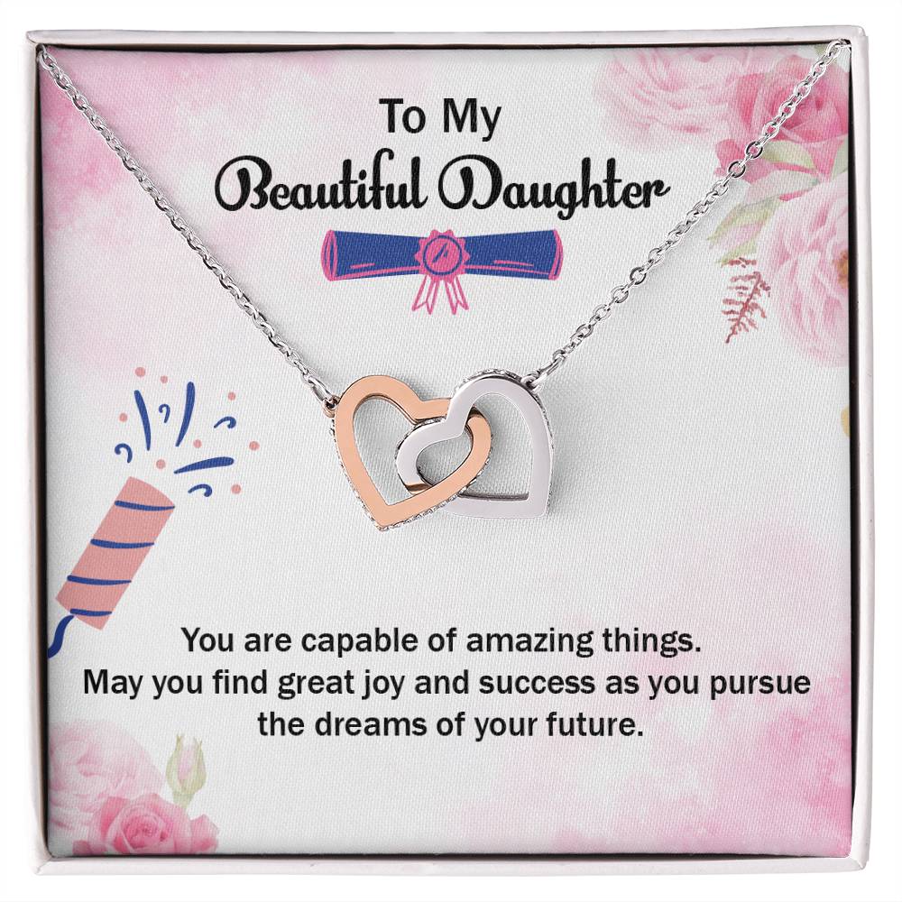 Daughter&#39;S Graduation Gift Necklace Graduation Jewelry For Daughter From Parents Interlocking Hearts Necklace