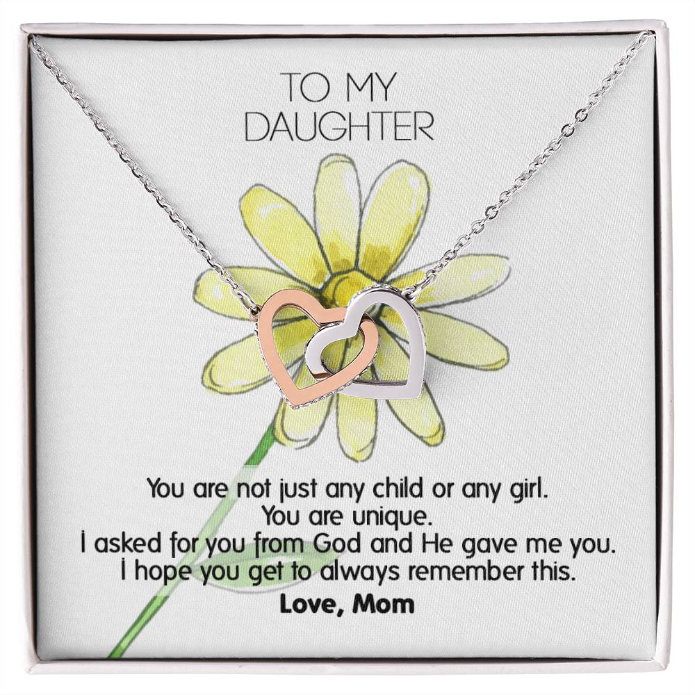 God Gave Me You My Daughter - Unique Gift Necklace Interlocking Hearts Necklace