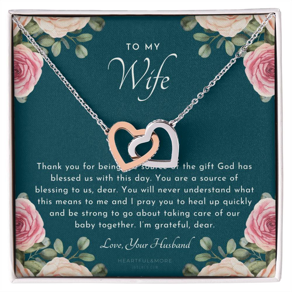 Postpartum Gift For Wife Gift For Wife Post Pregnancy Becoming A Mother Gift Gift For Wife Birth Wife After Pregnancy Necklace Wife Becoming A Mom Interlocking Hearts Necklace
