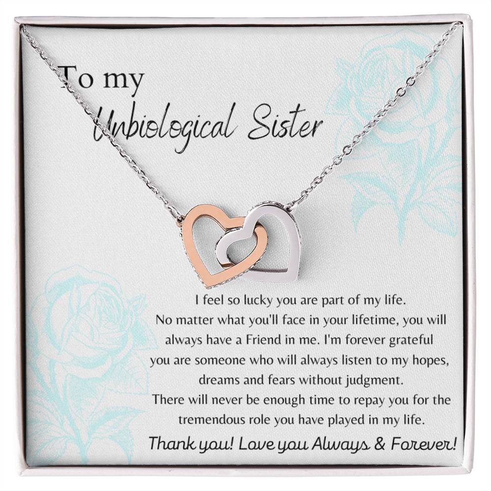 To My Unbiologigal Sister Interlocking Hearts Necklace