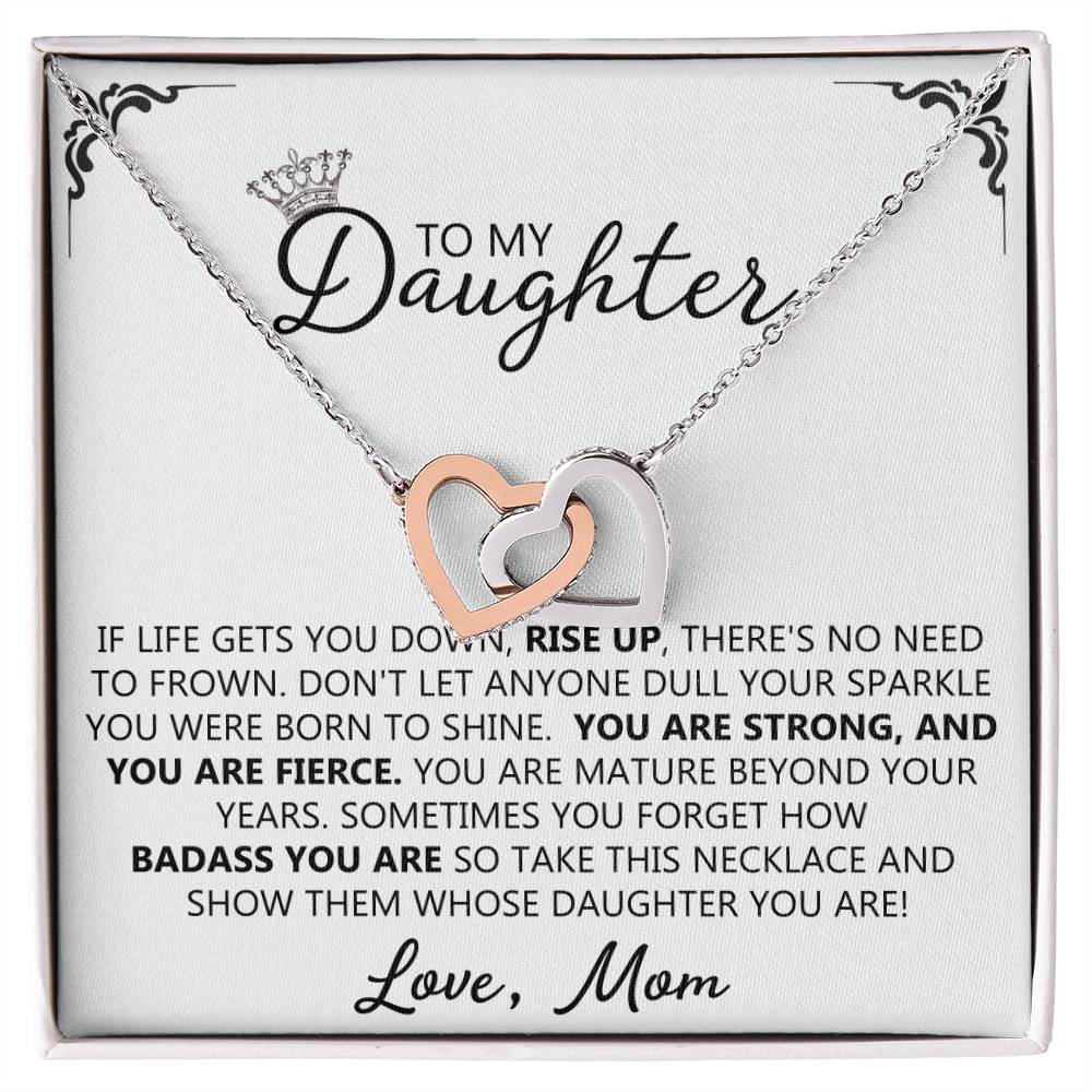 To My Daughter - Straighten Your Crown Unique Interlocking Hearts Binding Necklace Gift Set Interlocking Hearts Necklace