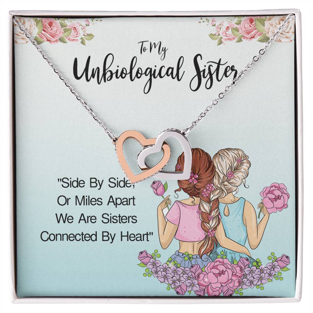 Unbiological Sister- Soul Sisters Necklace Bff Necklace Best Friend Gift Jewelry Interlocking Hearts Necklace
