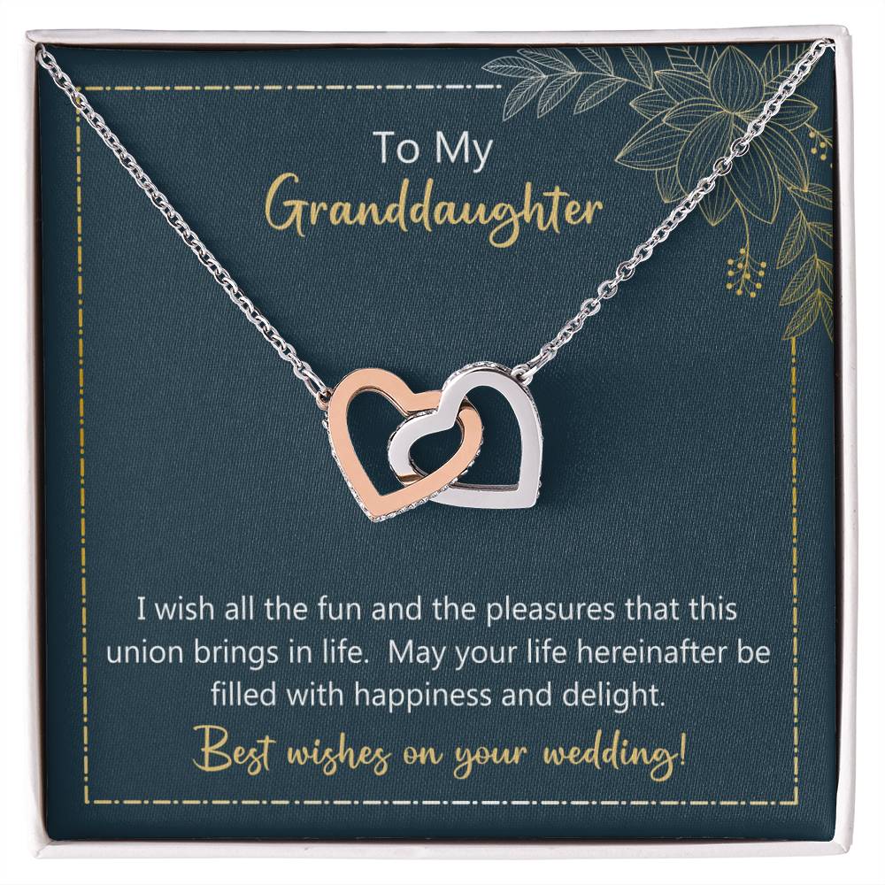 To My Granddaughter May Your Life Filled With Happiness And Delight Necklace Interlocking Hearts Necklace