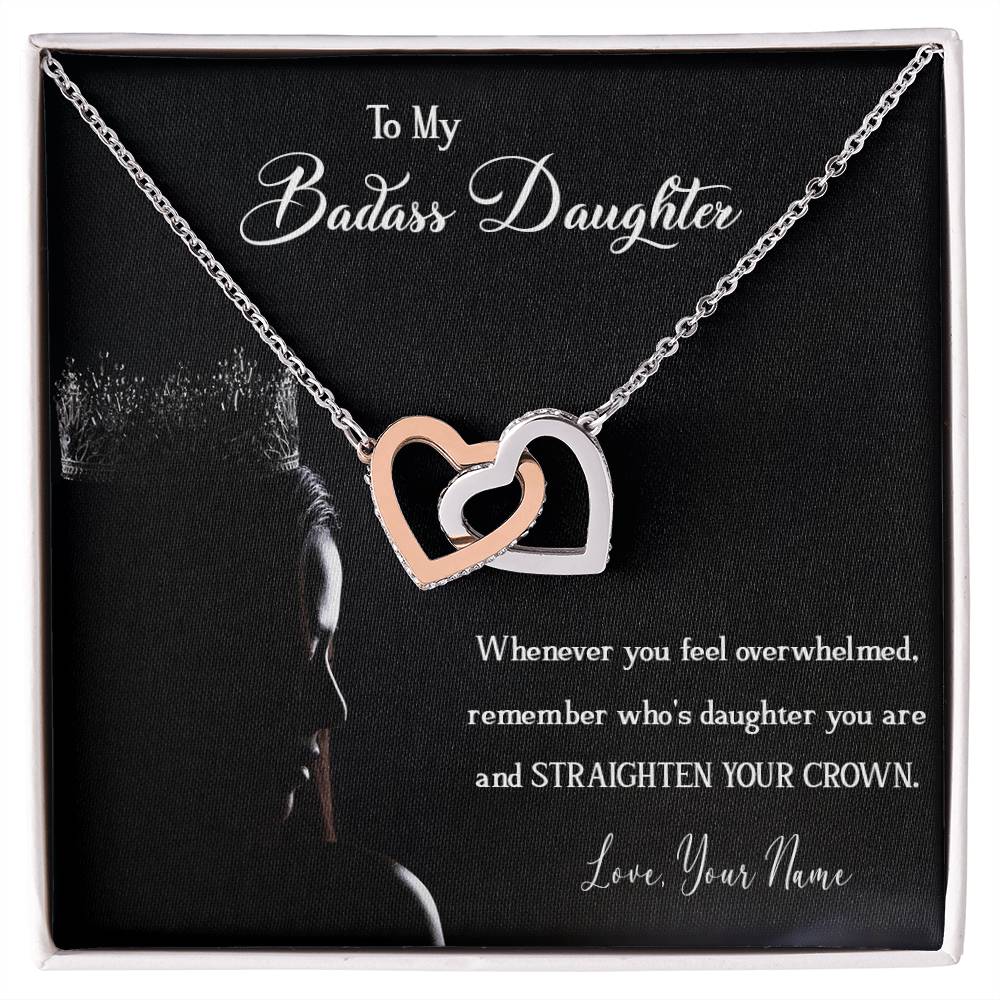 To My Badass Daughter Badass Daughter Necklace Gift For Daughter Necklace To My Badass Daughter Daughter Birthday Interlocking Hearts Necklace