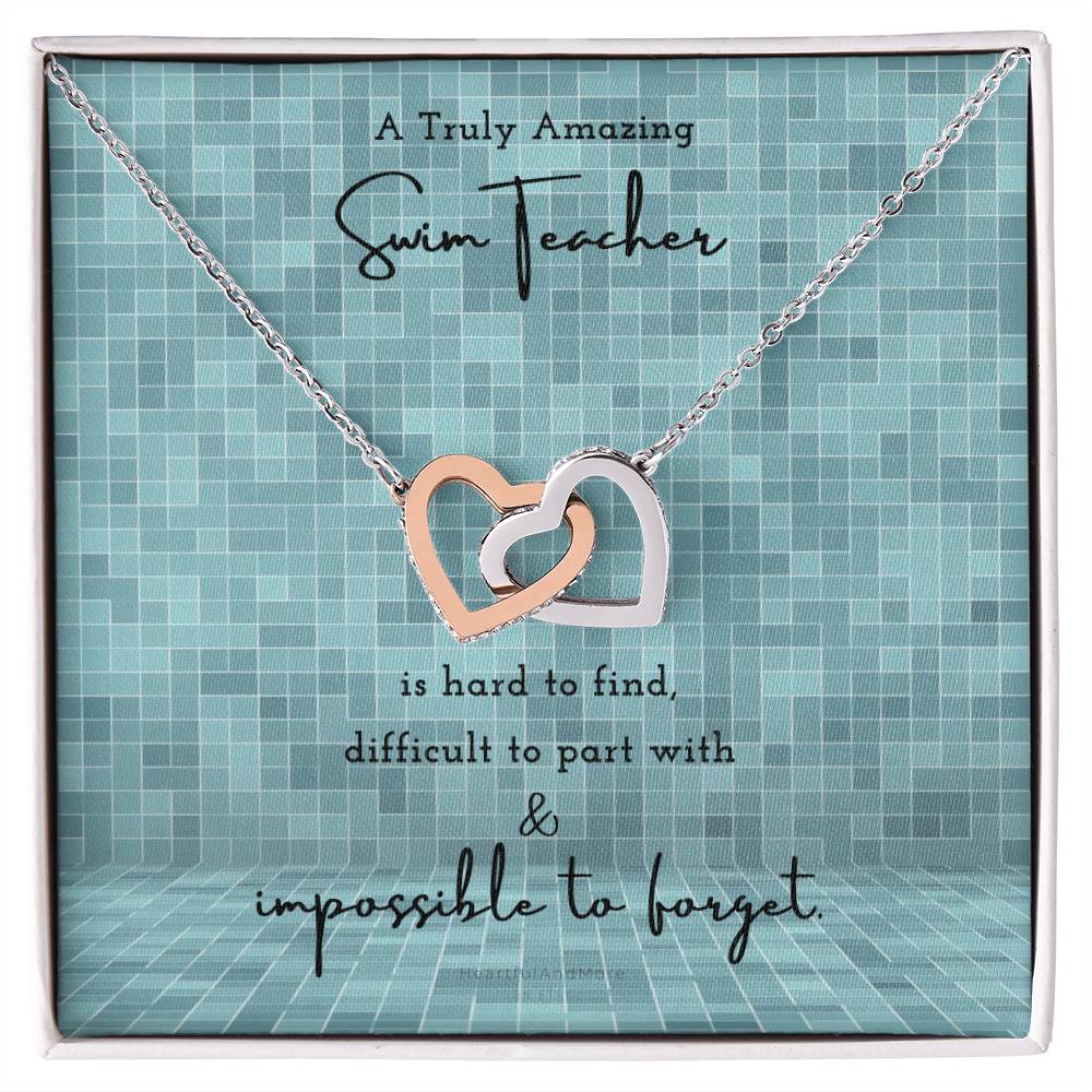 Gift For Swim Teacher Swim Teacher Appreciation Gift A Truly Amazing Swim Teacher Gift Interlocking Hearts Necklace