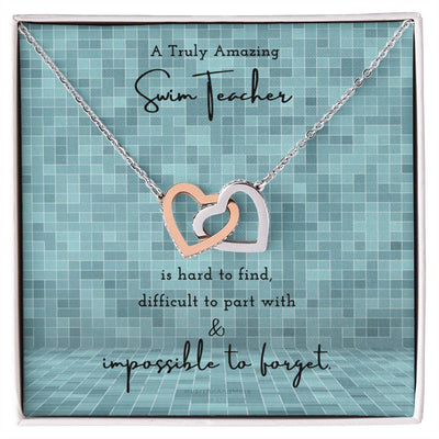 Gift For Swim Teacher Swim Teacher Appreciation Gift A Truly Amazing Swim Teacher Gift Interlocking Hearts Necklace