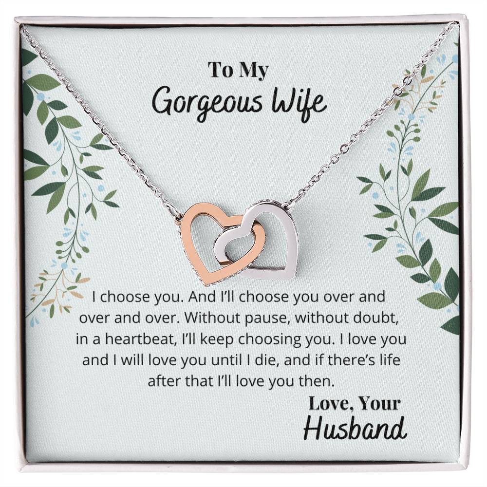 To My Wife - I&#39;Ll Always Love You Necklace Interlocking Hearts Necklace