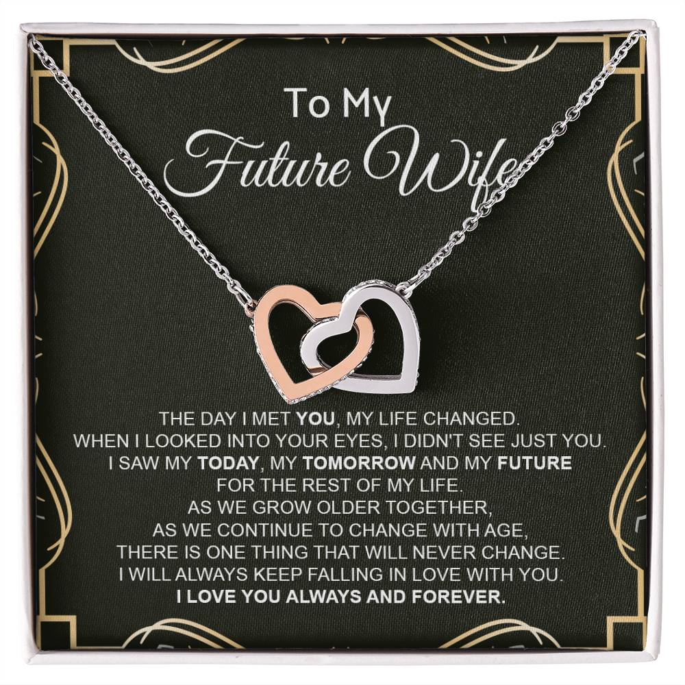 To My Future Wife - Luxurious Necklace Interlocking Hearts Necklace