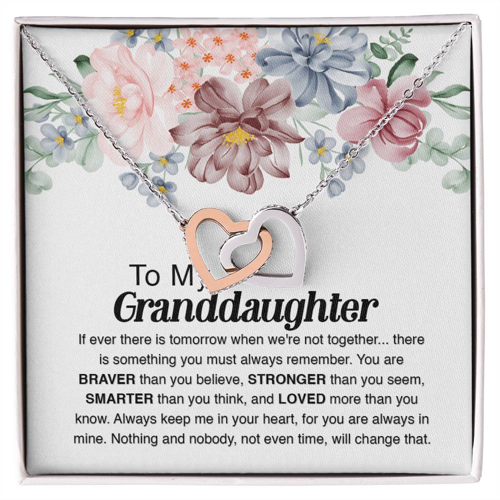 To My Granddaughter - Always Remember Interlocking Hearts Necklace