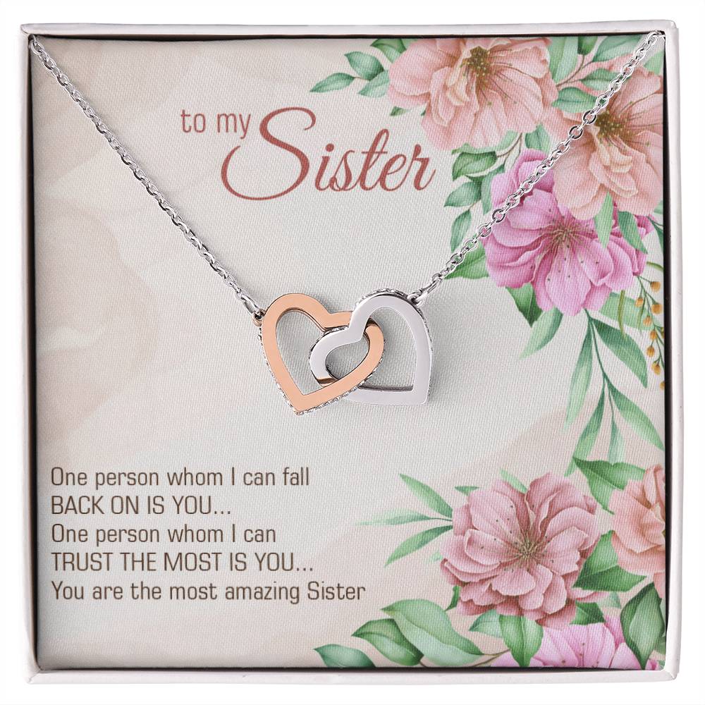 To My Sister Interlocking Hearts Necklace