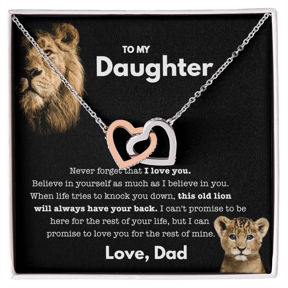 To My Daughter - Old Lion - Necklace Interlocking Hearts Necklace