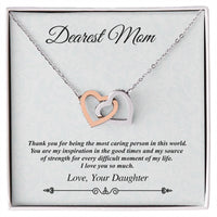 'Dearest Mom' Linked Hearts Necklace - The Most Caring Person In This World Interlocking Hearts Necklace