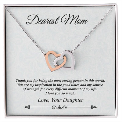 'Dearest Mom' Linked Hearts Necklace - The Most Caring Person In This World Interlocking Hearts Necklace