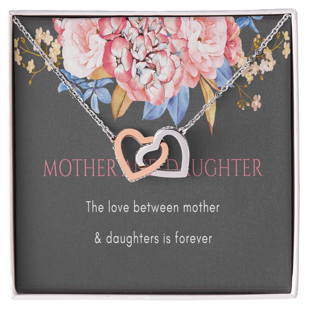 Mom 2 Daughters Necklace Mothers Day Jewelry Gift Interlocking Hearts Necklace
