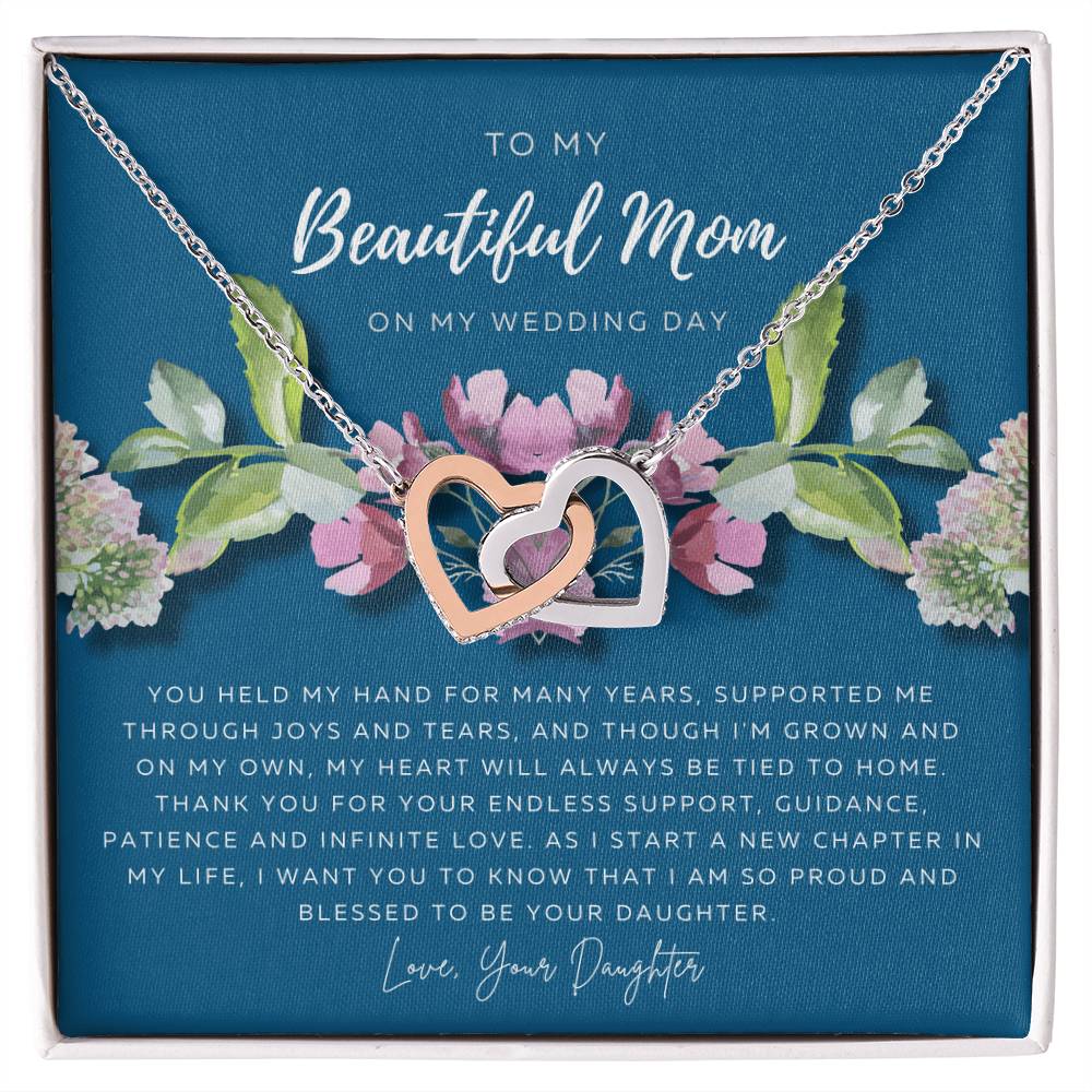 Mother Of The Bride Necklace Jewelry Gift From Bride To Mom Gift From Daughter On Wedding Day Gift For Mother On Wedding Day Interlocking Hearts Necklace