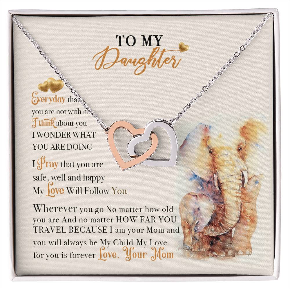 To My Daughter Necklace From Elephant Mom Interlocking Hearts Necklace