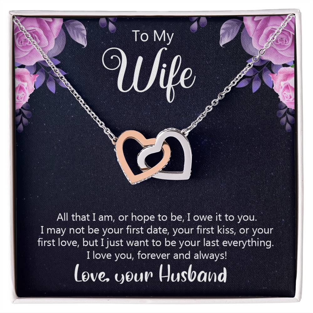 To My Wife - I Love You Forever Interlocking Hearts Necklace
