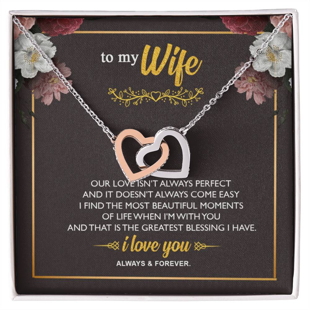 To My Wife - Interlocking Hearts - So40 Interlocking Hearts Necklace