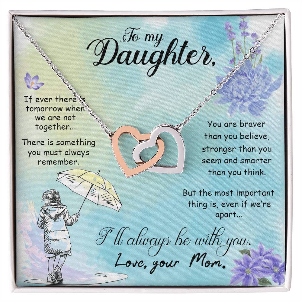 I Will Always Be With You Daughter Necklace Interlocking Hearts Necklace