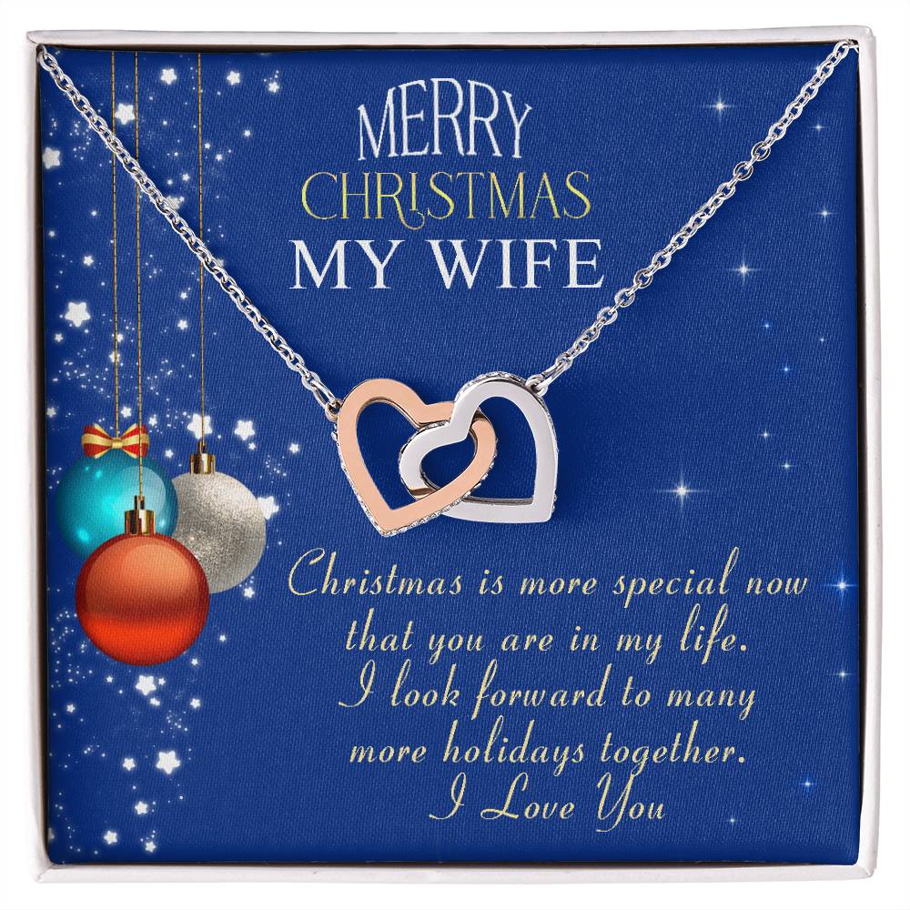 To My Wife - Merry Christmas - Tmw31 Interlocking Hearts Necklace