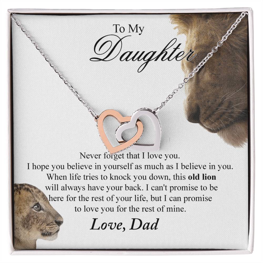 To My Daughter - Love Dad Interlocking Heart Interlocking Hearts Necklace