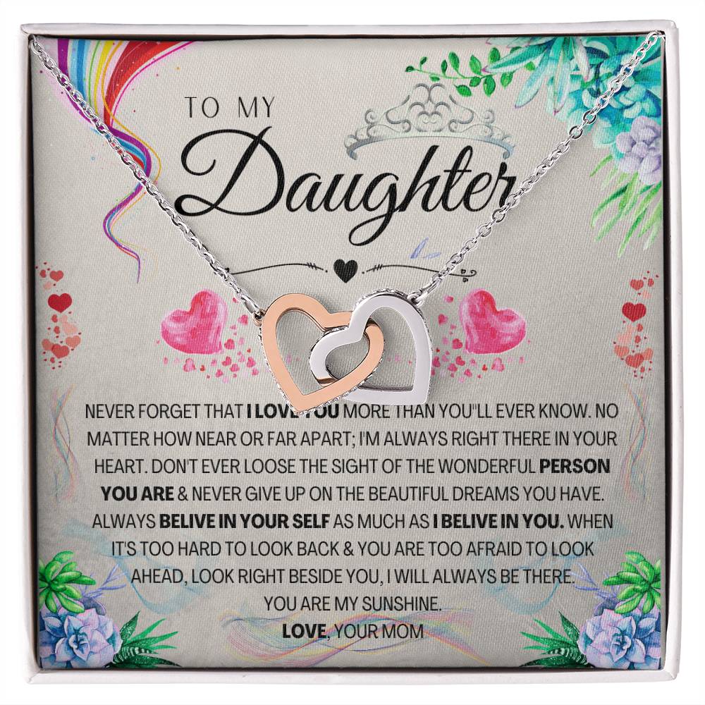 To My Daughter Interlocking Hearts Necklace