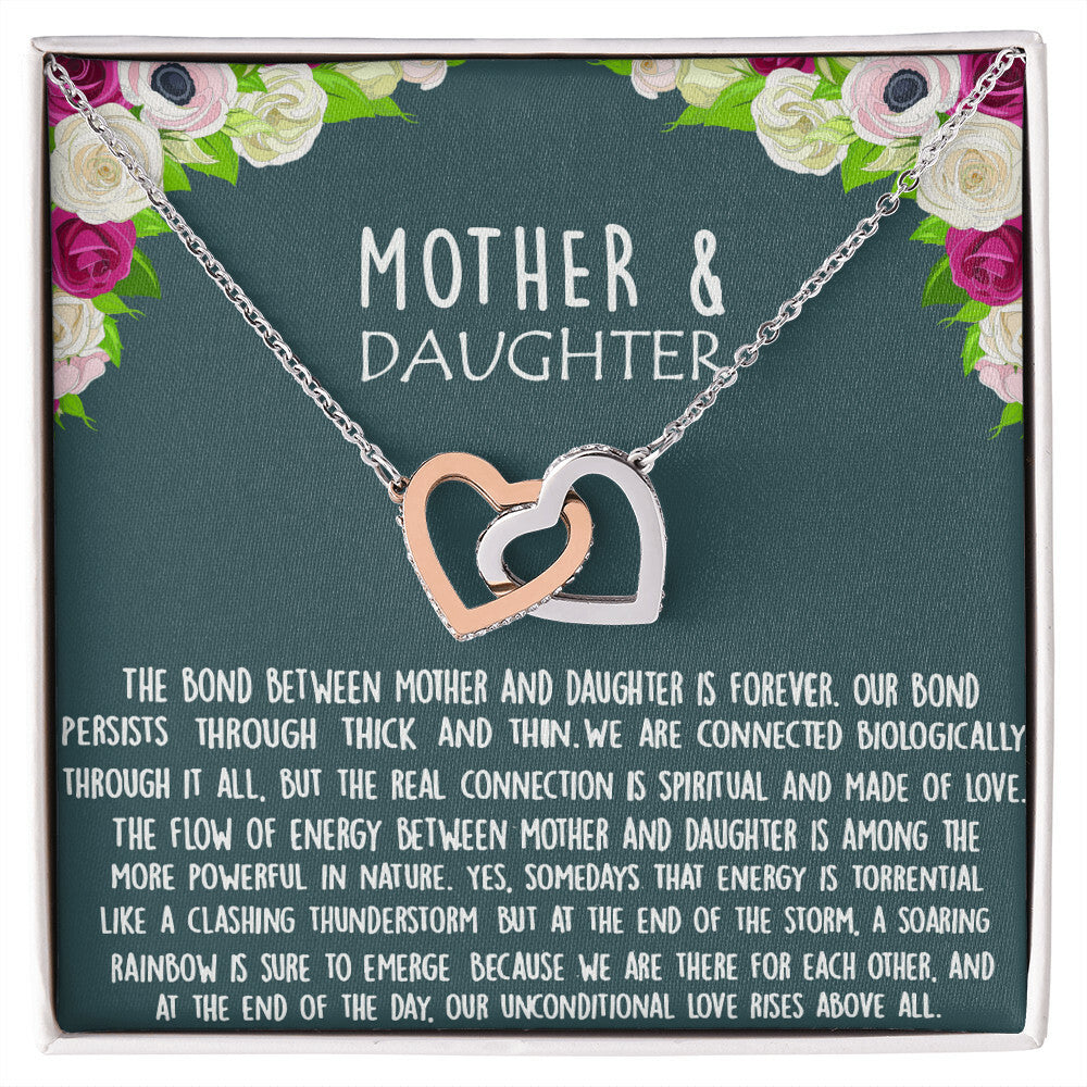 Bond Between Mother &amp; Daughter Two Hearts Necklace Interlocking Hearts Necklace