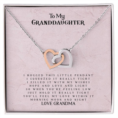 To My Granddaughter - Love Grandma - Interlocking Heart Necklace Interlocking Hearts Necklace