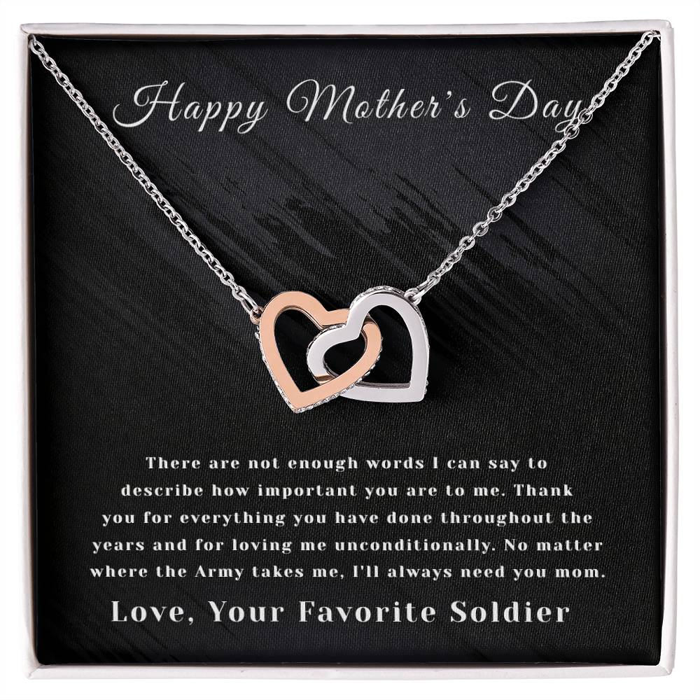 Mother'S Day- Interlocking Hearts- Favorite Soldier - Army Interlocking Hearts Necklace