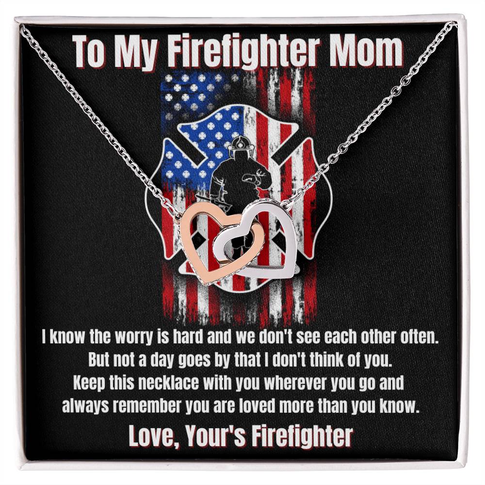To My Firefighter Mom Necklace Interlocking Hearts Necklace