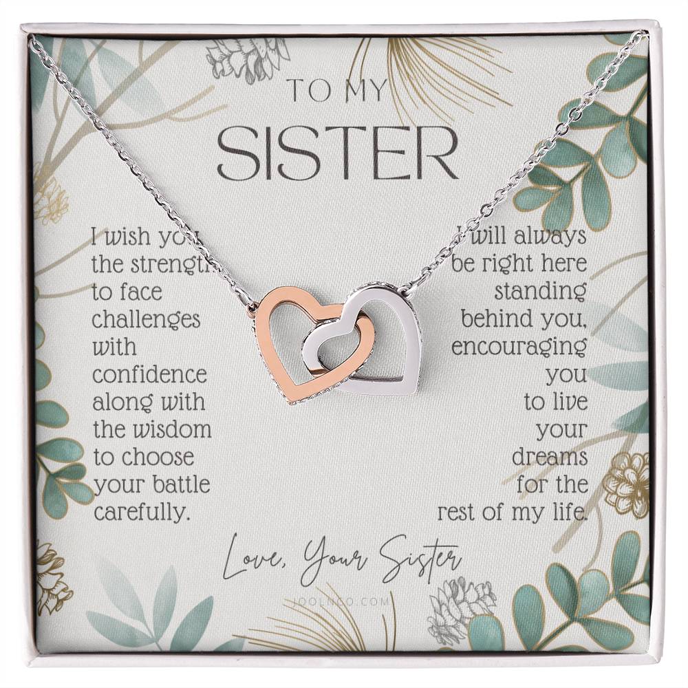 To My Sister Live Your Dreams Gift For Sister From Sister Sister Birthday Graduation Christmas Present Interlocking Hearts Necklace
