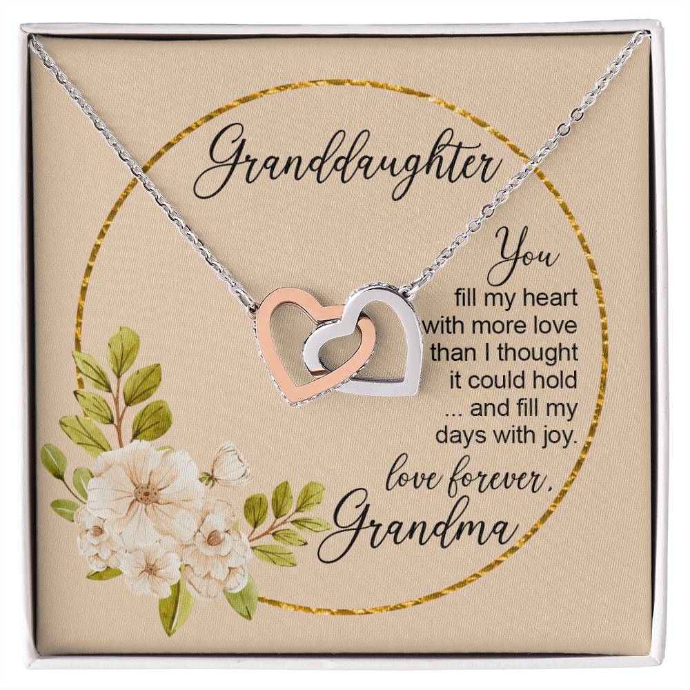 To Granddaughter From Grandmother You Fill My Days With Joy Heart Necklace Birthday Gift From Grandma Interlocking Hearts Necklace