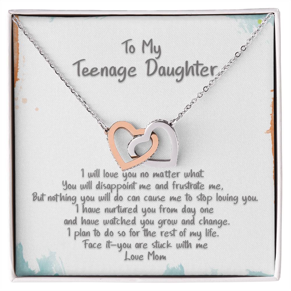 Teenage Daughter Love You No Matter What Hearts Locked Necklace Interlocking Hearts Necklace